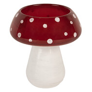 Clayre &amp; Eef | Waxinelichthouder Paddenstoel Wit Rood &oslash; 8x9 cm | 6GL5198