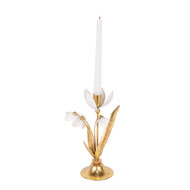 Clayre &amp; Eef | Kandelaar Goudkleurig Wit 14x10x25 cm | 6Y5804