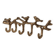 Clayre & Eef | Wandkapstok 5 haken Goudkleurig 18x2x6 cm | 6Y5883