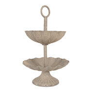 Clayre &amp; Eef | Etag&egrave;re 2 laags Grijs Beige &oslash; 15x24 cm | 6Y5886