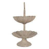 Clayre &amp; Eef | Etag&egrave;re 2 laags Grijs Beige &oslash; 15x24 cm | 6Y5886