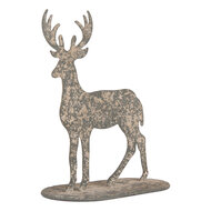 Clayre &amp; Eef | Decoratie beeld Rendier Grijs Beige 17x8x18 cm | 6Y5817