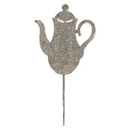 Clayre &amp; Eef | Tuinsteker Theepot Grijs Beige 20x1x40 cm | 6Y5828