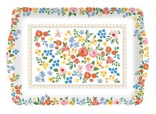 Dekoratief | Dienblad m/handvaten 'Boho Flowers', pvc, 46x32cm | A241004