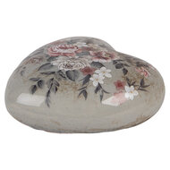 Clayre &amp; Eef | Decoratie Hart Grijs Roze 11x11x4 cm | 6CE2242L