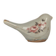 Clayre &amp; Eef | Decoratie beeld Vogel Grijs Roze 16x7x9 cm | 6CE2243S