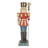 Clayre & Eef | Kerstdecoratie Notenkraker Blauw Rood 31x23x99 cm | 5PR0187
