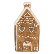 Clayre &amp; Eef | Theelichthouder Kerst Huisje Bruin Wit 11x9x21 cm | 6CE2324