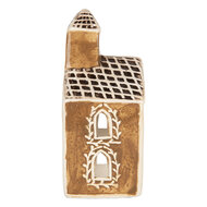 Clayre & Eef | Theelichthouder Kerst Huisje Bruin Wit 8x7x17 cm | 6CE2326