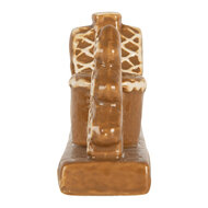 Clayre &amp; Eef | Kandelaar Huisjes Bruin Wit 21x4x8 cm | 6CE2327