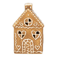 Clayre &amp; Eef | Decoratie Huisje met LED Bruin Wit 7x6x12 cm | 6CE2332