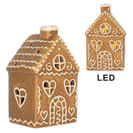Clayre &amp; Eef | Decoratie Huisje met LED Bruin Wit 7x6x12 cm | 6CE2332