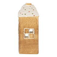 Clayre &amp; Eef | Theelichthouder Kerst Huisje Bruin Wit 9x7x16 cm | 6CE2334