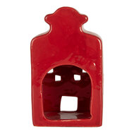 Clayre &amp; Eef | Theelichthouder Kerst Huisje Rood Wit 8x7x13 cm | 6CE2336