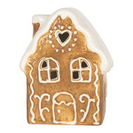 Clayre & Eef | Decoratie Huisje met LED Bruin Wit 8x6x11 cm | 6CE2339