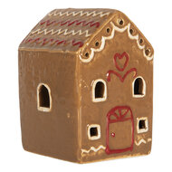 Clayre & Eef | Decoratie Huisje met LED Bruin Wit 8x6x11 cm | 6CE2340