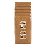 Clayre &amp; Eef | Theelichthouder Kerst Huisje Bruin Wit 8x7x16 cm | 6CE2341