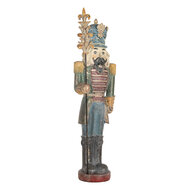 Clayre & Eef | Kerstdecoratie Notenkraker Blauw Groen 13x13x38 cm | 6PR5759