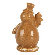 Clayre & Eef | Kerstdecoratie Sneeuwman Bruin Wit 11x8x16 cm | 6CE2348