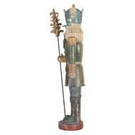 Clayre & Eef | Kerstdecoratie Notenkraker Blauw Groen 13x13x38 cm | 6PR5759