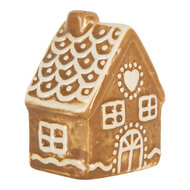Clayre &amp; Eef | Decoratie Huisje Bruin Wit 6x4x7 cm | 6CE2351