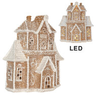 Clayre &amp; Eef | Decoratie Huis met LED Bruin Wit 18x9x20 cm | 6PR5805