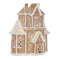 Clayre &amp; Eef | Decoratie Huis met LED Bruin Wit 18x9x20 cm | 6PR5805