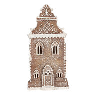 Clayre &amp; Eef | Decoratie Huis met LED Bruin Wit 17x15x35 cm | 6PR5806