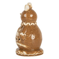 Clayre &amp; Eef | Kerstdecoratie Sneeuwpop Bruin Wit 9x7x13 cm | 6CE2354