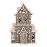 Clayre & Eef | Decoratie Huis met LED Bruin Wit 23x11x33 cm | 6PR5807