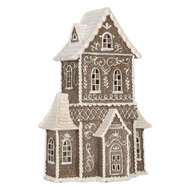 Clayre & Eef | Decoratie Huis met LED Bruin Wit 23x11x33 cm | 6PR5807