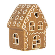 Clayre & Eef | Decoratie Huisje met LED Bruin Wit 8x6x11 cm | 6CE2355
