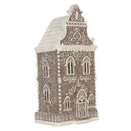 Clayre &amp; Eef | Decoratie Huis met LED Bruin Wit 17x15x35 cm | 6PR5808