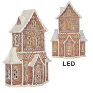 Clayre &amp; Eef | Decoratie Huis met LED Bruin Wit 16x8x23 cm | 6PR5809
