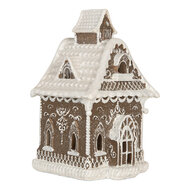 Clayre &amp; Eef | Decoratie Huis met LED Bruin Wit 13x12x20 cm | 6PR5810