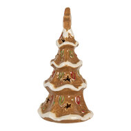 Clayre &amp; Eef | Theelichthouder Kerstboom Bruin Wit 11x8x17 cm | 6CE2362