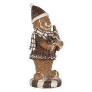 Clayre &amp; Eef | Decoratie peperkoekpop Bruin Wit 8x8x20 cm | 6PR5813
