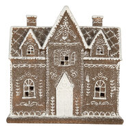 Clayre &amp; Eef | Decoratie Huis met LED Bruin Wit 26x10x25 cm | 6PR5814