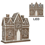 Clayre &amp; Eef | Decoratie Huis met LED Bruin Wit 26x10x25 cm | 6PR5814