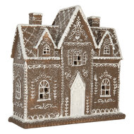 Clayre &amp; Eef | Decoratie Huis met LED Bruin Wit 26x10x25 cm | 6PR5814