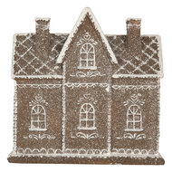 Clayre &amp; Eef | Decoratie Huis met LED Bruin Wit 26x10x25 cm | 6PR5814