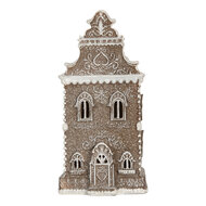 Clayre &amp; Eef | Decoratie Huis met LED Bruin Wit 12x11x25 cm | 6PR5815