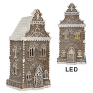 Clayre &amp; Eef | Decoratie Huis met LED Bruin Wit 12x11x25 cm | 6PR5815