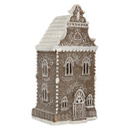 Clayre &amp; Eef | Decoratie Huis met LED Bruin Wit 12x11x25 cm | 6PR5815