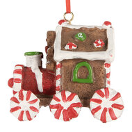 Clayre &amp; Eef | Decoratie Hanger Locomotief Bruin Rood 9x5x9 cm | 6PR5864