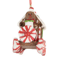 Clayre &amp; Eef | Decoratie Hanger Locomotief Bruin Rood 9x5x9 cm | 6PR5864