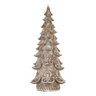 Clayre &amp; Eef | Kerstdecoratie Kerstboom Bruin Wit 14x14x30 cm | 6PR5817