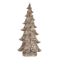 Clayre &amp; Eef | Kerstdecoratie Kerstboom Bruin Wit 14x14x30 cm | 6PR5817