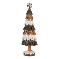 Clayre &amp; Eef | Kerstdecoratie Kerstboom Bruin Wit &oslash; 12x39 cm | 6PR5819