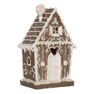 Clayre &amp; Eef | Decoratie Huis met LED Bruin Wit 14x9x21 cm | 6PR5820